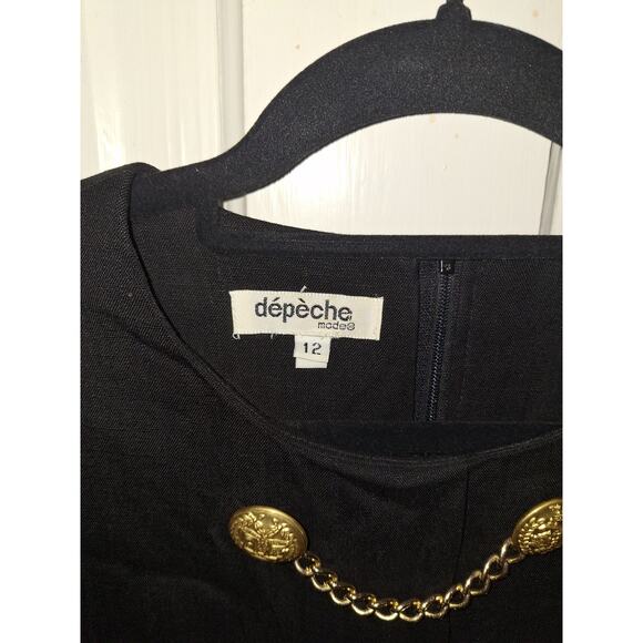 Vintage Depeche Mode S 12‎ Black Dress With Gold Buttons Dark Academia Nautical - Picture 9 of 9